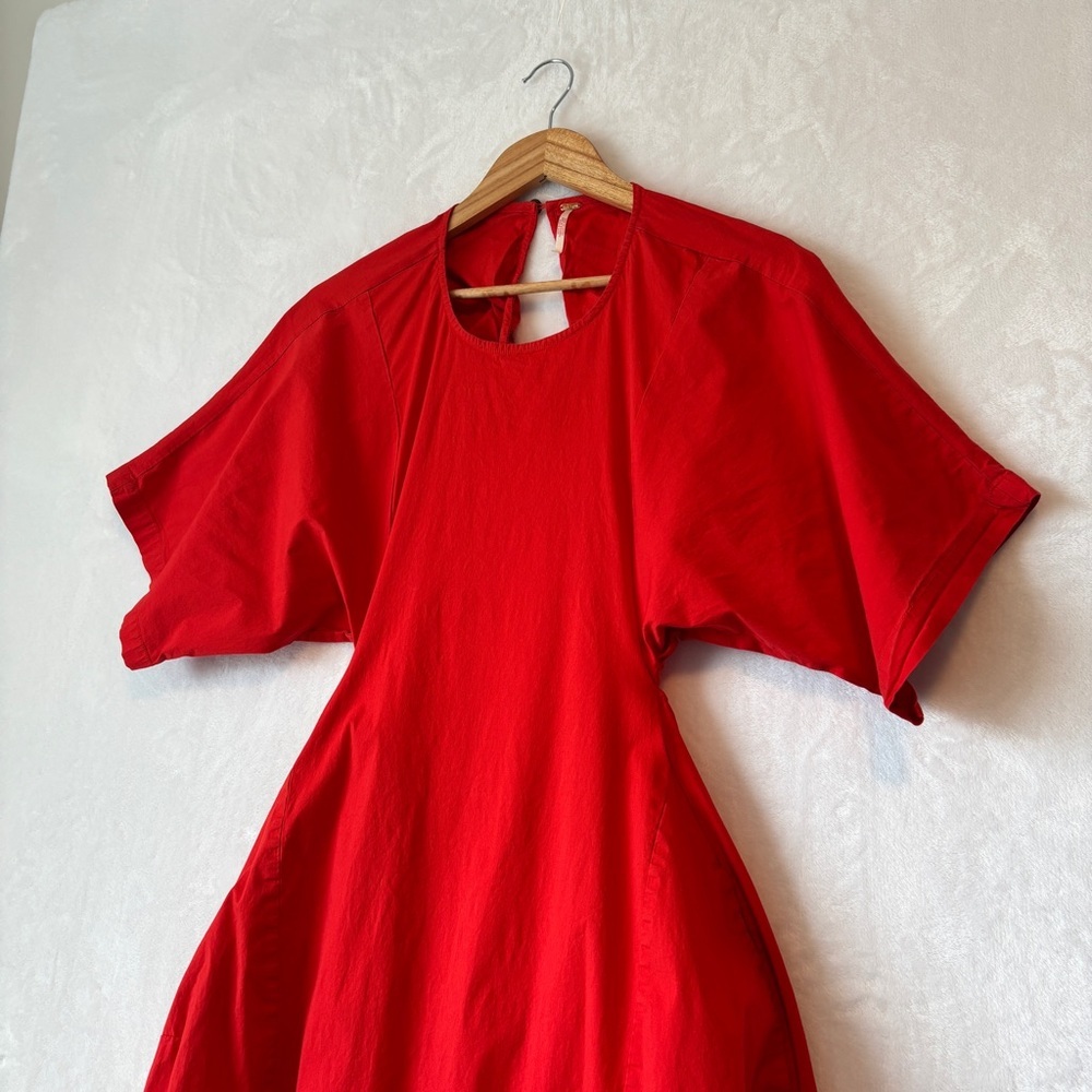 Free People womens red bubble dress casual Carmen Tee Midi Dress Size medium - Picture 4 of 15